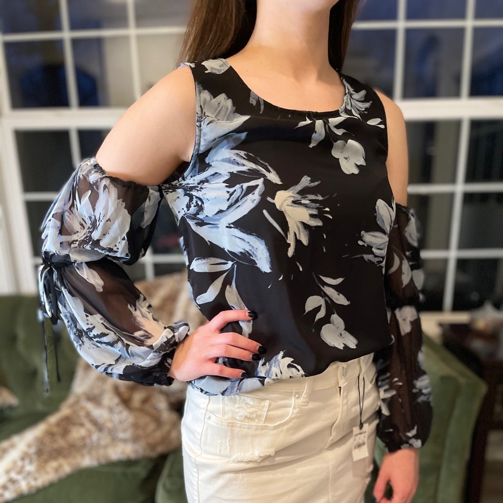 Cold Shoulder Floral Shirt